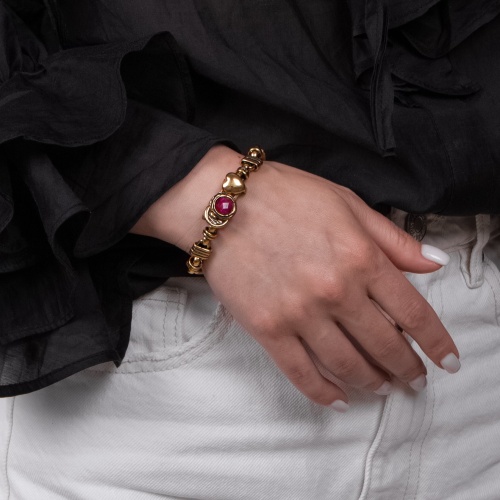 Браслет Alcozer&J, с рубином, AL2602-B5458C золотистый фото 2
