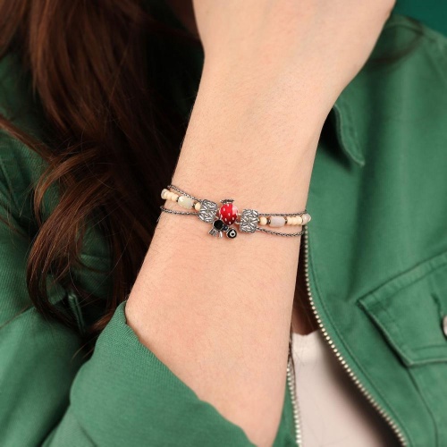 Браслет TARATATA, Chapardeuse, с цветной смолой, бусинами и нитью, TT-H24-07317-10M серебристый фото 3