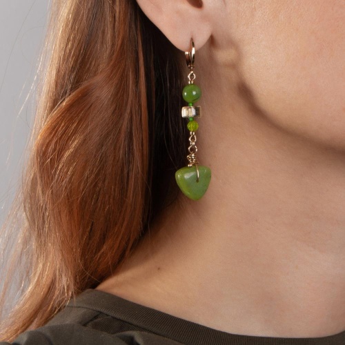 Серьги Lanzerotti, Verde, нефрит, пренит, цитрин, хризопраз, LZ-24.12-592 зеленый фото 2