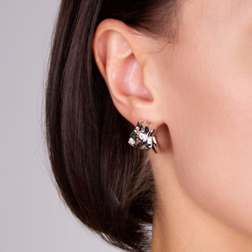 Серьги Moon Paris, Ringo, фактурные, MR-22.03-054 серебристый фото 3