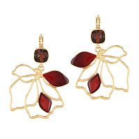 Серьги TARATATA, Hibiscus, цветная смола, слюдяной порошок, родонит, TT-E26-09765-205 розовый