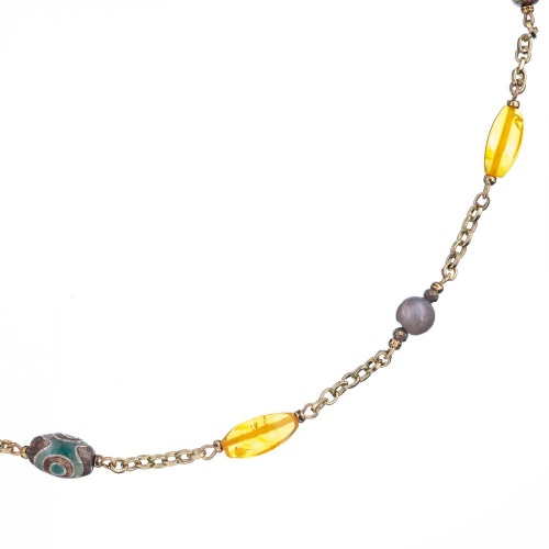 Колье Lanzerotti, Caramello, агат, лунный камень, янтарь, пирит, LZ-24.11-513 желтый фото 2