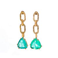 Серьги Estrosia, с изумрудным кристаллом, ES-ORO22-8A зеленый