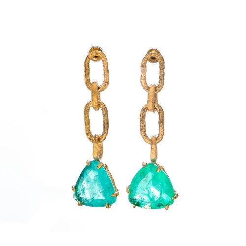 Серьги Estrosia, с изумрудным кристаллом, ES-ORO22-8A зеленый