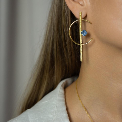 Серьги Catherine Bijoux, Half moon, с кристаллом, CB25.1-5357FG голубой фото 2