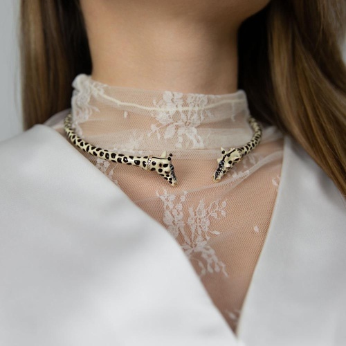 Колье Polina Firenze, гривна, жираф с кристаллами и эмалью, PF26.1-CL4348 бежевый фото 3