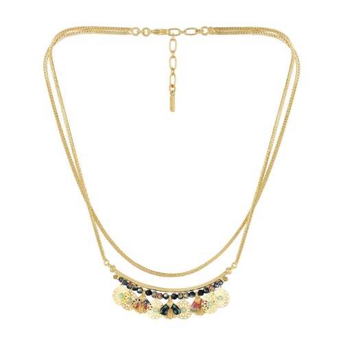 Колье TARATATA, Watt`s up, с цветной смолой, бусинами и стразами, TT-H23-09112-20M золотистый