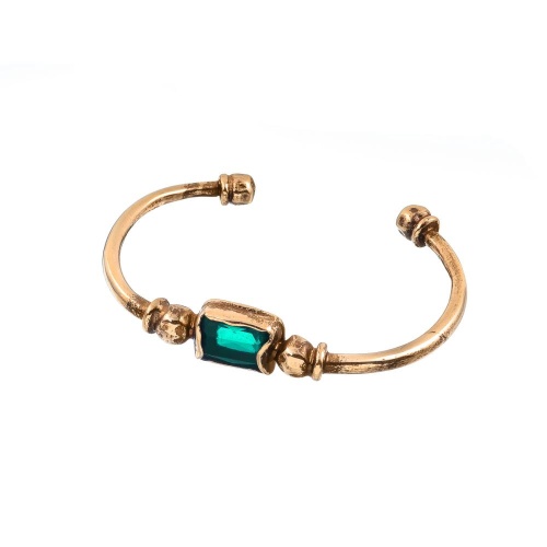 Браслет Thot Gioielli, кафф, с рейнстоуном, TG25.1-BRV21 зеленый