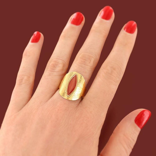 Кольцо TARATATA, Zebra, разъемное, смола, слюдяной порошок, TT-H25-04409-200 оранжевый фото 3