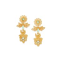 Серьги Franck Herval, Cassiopee, кристаллы Swarovski, эмаль, текстиль, FH23.2-12-68442 золотистый