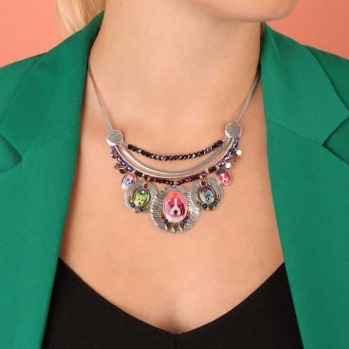 Колье TARATATA, Tootoo, со смолой,бусинами,стразами и блестками, TT-W23-10118-10M серебристый фото 4