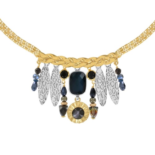 Колье TARATATA, Illusion, с перламутровыми и стеклянными бусинами, TT-W23-07111-204 синий