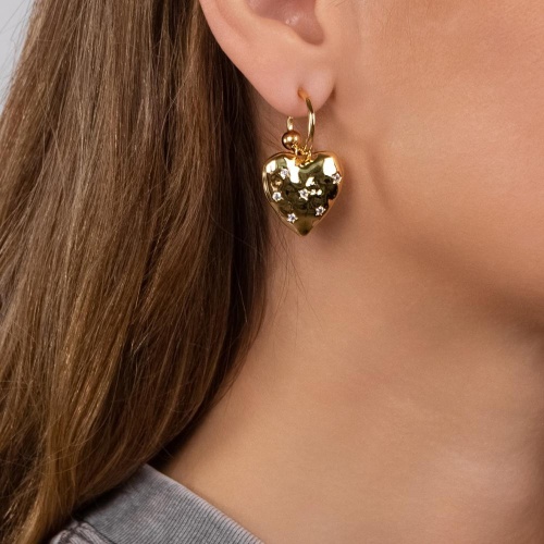 Серьги Moon Paris, Ringo, полукольца, с сердцем, кристаллами, MR-24.06-036 золотистый фото 2