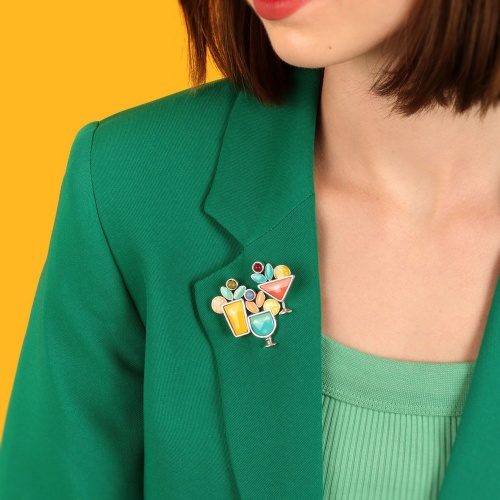 Брошь TARATATA, Cocktail, с цветной смолой и  бусинами, TT-E24-05204-10M серебристый фото 2