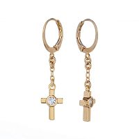 Серьги Lanzerotti, Splendore, с крестом и кристаллом, LZ-24.08-358 золотистый