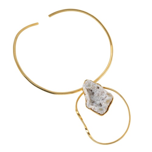 Колье Katerina Vassou, Alstroemeria, гривна, с агатом, KV26.1-308951GWHITE белый фото 2