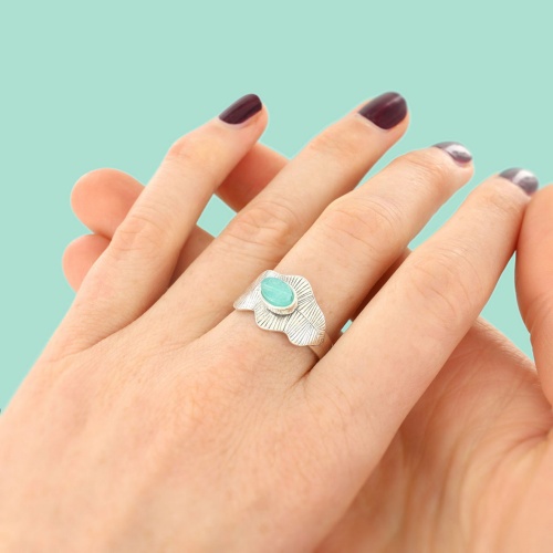 Кольцо TARATATA, Opium, разъемное, с окрашенным нефритом, TT-H25-11430-10T бирюзовый фото 2