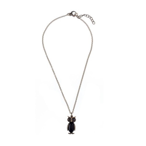Колье Alcozer&J, сова, оникс, гранат, кристаллы Swarovski, AL-C5173C золотистый фото 3