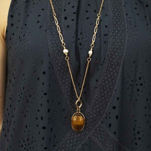 Колье Fiore Luna TIGER EYE, LN5156 BR/G фото 2