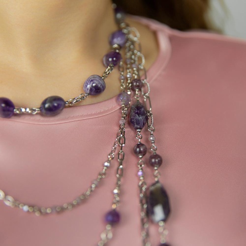 Колье Lanzerotti, Iris, с аметистом, агатом и лепидолитом, LZ-26.03-075 фиолетовый фото 2