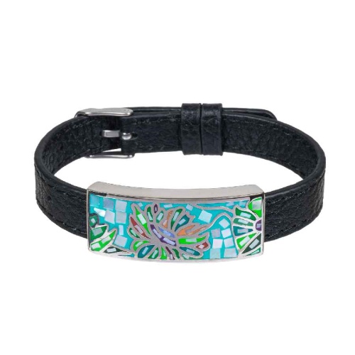 Браслет Fiore Luna на черном кожанном ремешке, CB03598-18A