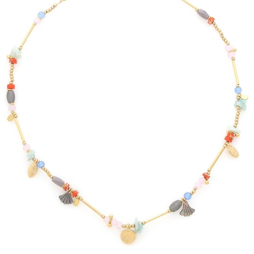 Колье Franck Herval, Layla, амазонит, кварц, яшма, перламутр, бусины, FH25.1-15-64360 золотистый фото 2