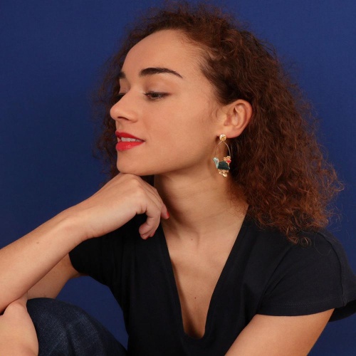 Серьги TARATATA, Carapate, цветная смола, декоративные элементы, TT-T22-01912-20M золотистый фото 3