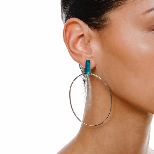 Серьги Katerina Vassou, Nora, с кристаллом параиба, KV23-307656S серебристый фото 3