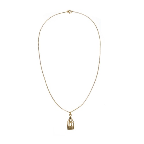 Колье Alcozer&J, с клеткой и птицей, AL2602-C5587C золотистый фото 2