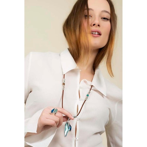 Колье Ciclon, Malaren, кожаное, с муранским стеклом, CN-241811 розовый фото 2