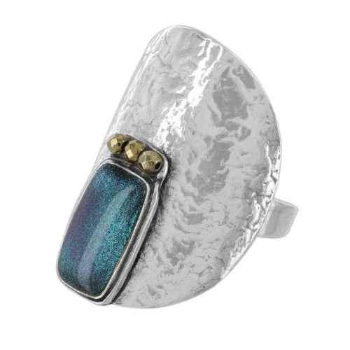 Кольцо TARATATA, Celeste, разъемное,смола, пудра,стеклянные бусины, TT-W23-09422-104 зеленый фото 5