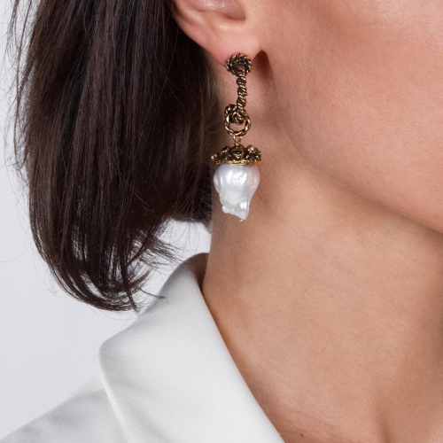 Серьги Alcozer&J, жемчуг, сапфир, рубин, изумруд, гранат, AL2312-O128AU23 золотистый фото 2