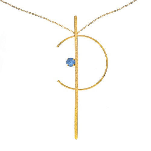 Колье Catherine Bijoux, Half moon, с кристаллом, CB25.1-5355AG голубой