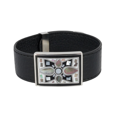 Браслет Fiore Luna на кожаном черном ремешке, CB01688-2 BW/S фото 3