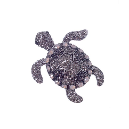 Брошь Moon Paris, черепаха, в обрамлении кристаллов, Mo-22.10-062 серебристый