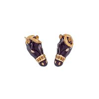 Серьги Polina Firenze, лошадь с кристаллами и эмалью, PF26.1-OR2635 коричневый