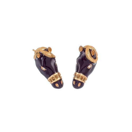 Серьги Polina Firenze, лошадь с кристаллами и эмалью, PF26.1-OR2635 коричневый