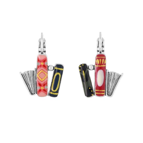 Серьги TARATATA, Romans, асимметрия,цветная смола, золотая краска, TT-H25-01702-10M серебристый