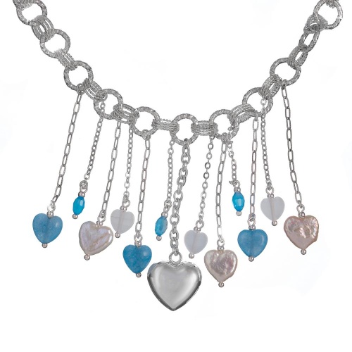 Колье Lanzerotti, Marino, с агатом, жемчугом и кошачьим глазом, LZ-25.06-182 голубой фото 2