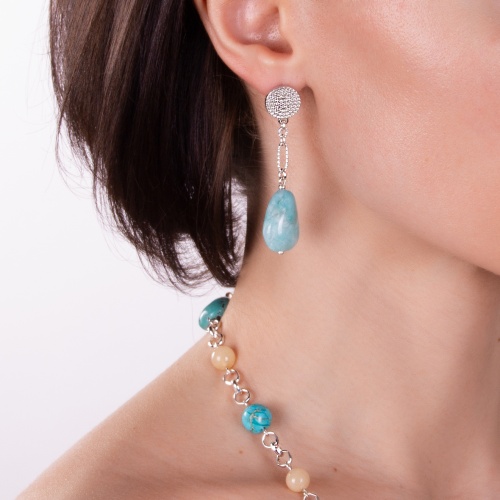 Серьги Lanzerotti, Atlantide, с амазонитом, LZ-23.03-067 бирюзовый фото 3