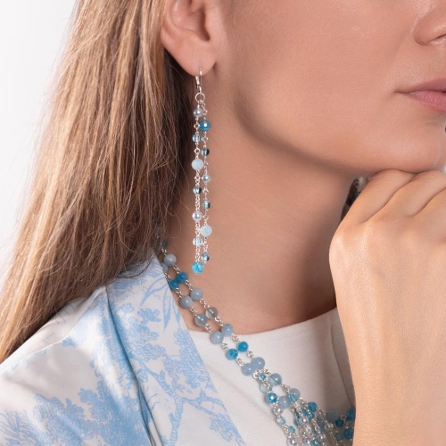 Серьги Lanzerotti, Marino, с топазом, перламутром и кристаллами, LZ-25.06-178 голубой фото 2