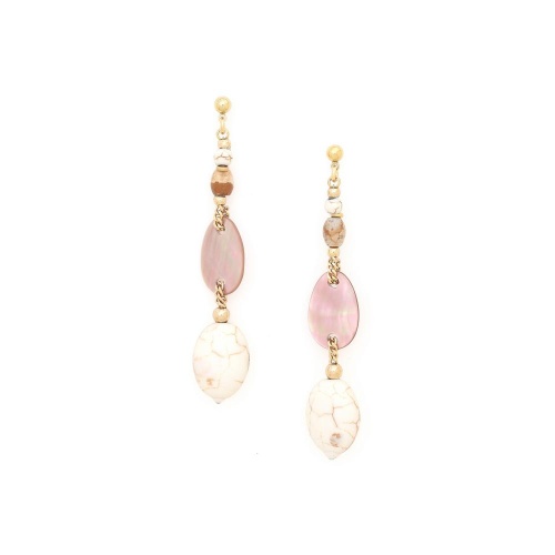 Серьги Nature Bijoux, Alhambra, перламутр, говлит, пейзажная яшма, NB25.1-12-90023 коричневый фото 2