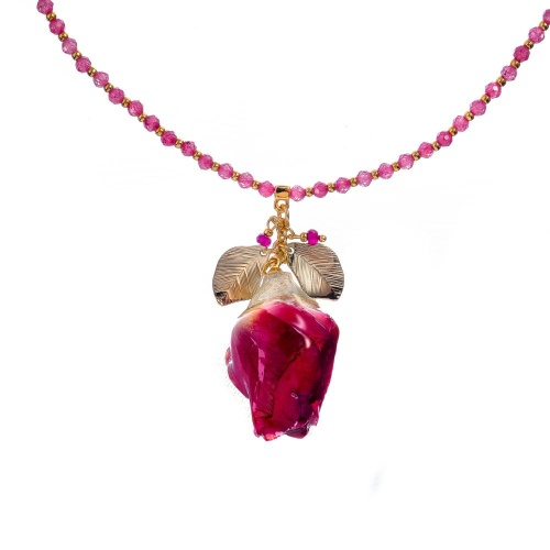 Колье Lanzerotti, Erbario, агат, клубничный кварц, циркон, роза, LZ-26.02-032 розовый фото 2