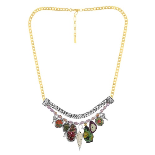 Колье TARATATA, Living room, со смолой, бусинами и пайетками, TT-H24-05120-10M серебристый