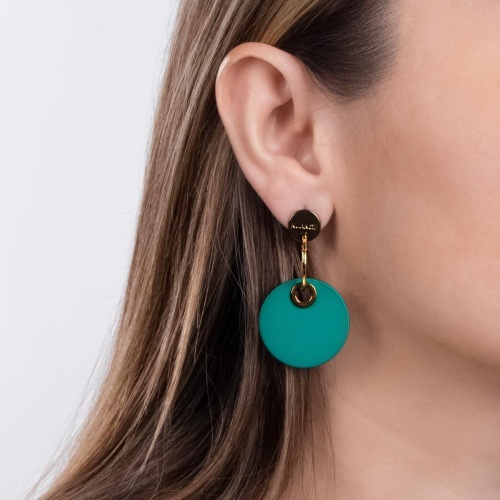 Серьги Nuance, асимметричные, с диском, NFN-24.04-062 зеленый фото 3