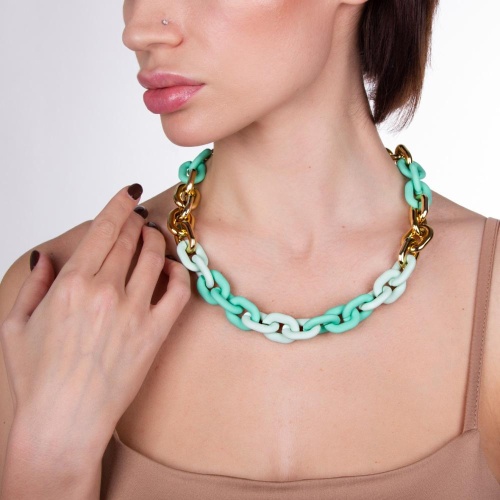 Колье Moon Paris, Lorian, с цветными звеньями из каучука, ML-22.02-002 мятный фото 3