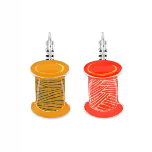 Серьги TARATATA, Ruban, асимметрия, цветная смола,золотая краска, TT-W25-10796-10M серебристый