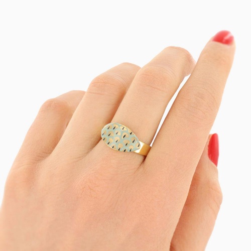 Кольцо TARATATA, Fuchsia, разъемное, со смолой и золотистый краской, TT-E25-02404-207 зеленый фото 3