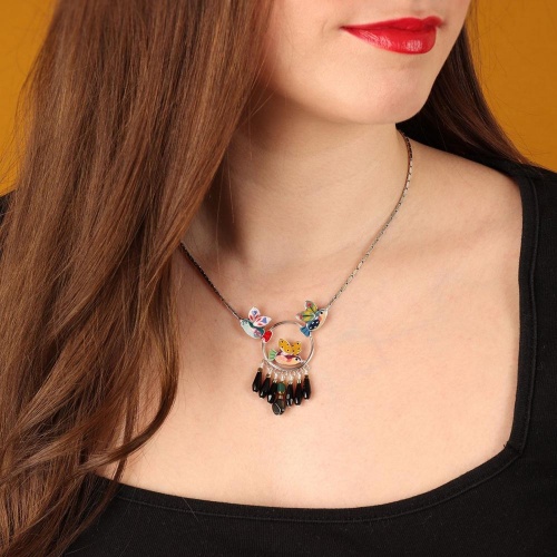 Колье TARATATA, Dans les nuages, с цветной смолой и стеклянными бусинами, TT-H24-03103-10M серебристый фото 4