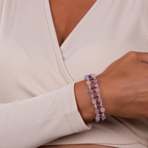 Браслет Lanzerotti, Monroe, аметист, розовый кварц, фосфосидерит, LZ-23.07-264 сиреневый фото 2